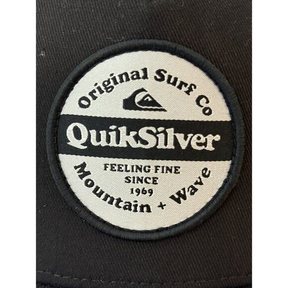 Quiksilver Black Trucker Hat Cap Original Surf Co Mountain Wave Patch Snapback - Picture 2 of 4